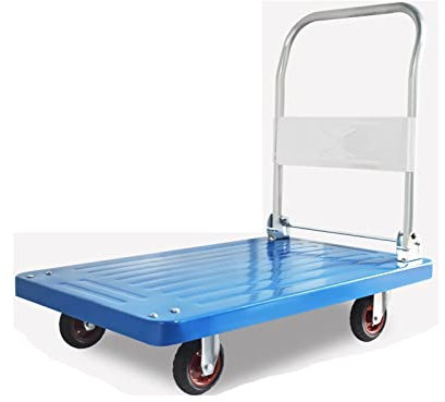 Faltbarer Schubkarren-Plattformwagen, 2-lagiger Deck-Schubwagen aus Stahl und Kunststoff mit 4 Rädern und klappbarem Griff, große Tragfähigkeit für den Transport von Rollwagen (Größe: 1320