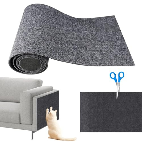 Shujin Selbstklebend Kratzteppich Katze Wand,Kratzmatte Katzen,DIY Trimmbarer Teppich Matte Pad Katzenkratzbretter,Kratzschutz Katzenkratzmatte für Teppiche Sofa Möbelschutz(Dunkelgrau,L/40cmx200cm)