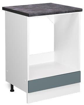 Vicco Herdumbauschrank R-Line, Herdschrank, Blau-Grau/Weiß, 60 cm, AP Anthrazit