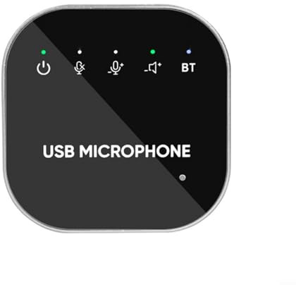 EpheyFIF für 360° Omnidirektionales Mikrofon mit Stummschalttaste USB Konferenzmikrofon mit Lautsprecher Computer Kondensator Mikrofon Touch-Sensor-Tasten zum Stummschalten / Lautstärke für Streaming