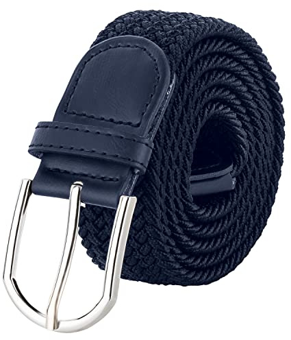 VINTAGE BASICS Unisex Stretchgürtel - 3,3cm breit - Herren und Damen Gürtel - Elastischer Stoffgürtel - Flechtgürtel