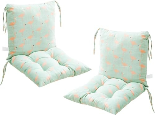Eivdru 40X80cm 2 Stück Stuhlkissen mit Rückenteil Sitz, Niedriglehner Auflage Polsterauflage Gartenstuhl, Rückenkissen mit Bänder, Polsterauflage Auflage für Stühle/Bänke in Haus und Garten Sitzkisse