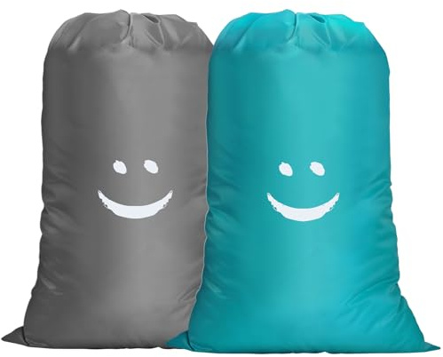 Flintronic Wäschesack, groß, 120 l, faltbar, mit Kordelzug, leicht, faltbar, für Hotel, Reisen, 2 Stück