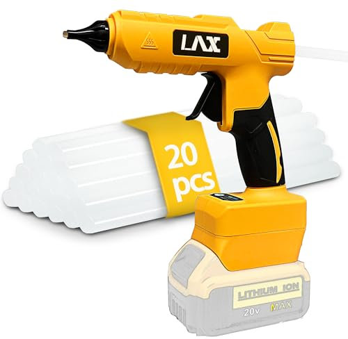Hot Glue Gun for Dewalt 20V Battery, 100W Cordless Glue Gun Set with 20pcs Glue Sticks, Fast Heating Mini Glue Guns for Crafting DIY Craft Projects, Home Quick Repairs (Without Battery)