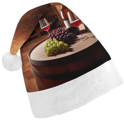 JKLQWH Weihnachtsmütze, Weihnachtsmütze, Partyhut mit Rotweinkeller, Weihnachtsmannmütze für Erwachsene, Uni, klassische Weihnachtsmannmütze, extra dick, Weihnachtsmütze, Wintermütze, Neujahr,