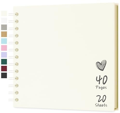 Hiwhy Album Fotografici Scrapbook 18x18 cm Album di Ricordi con Copertina Rigida in Carta Kraft, 40 Pagine (20 Fogli) Ideale per Matrimonio, Famiglia, Fai da Te, Regalo Creativo