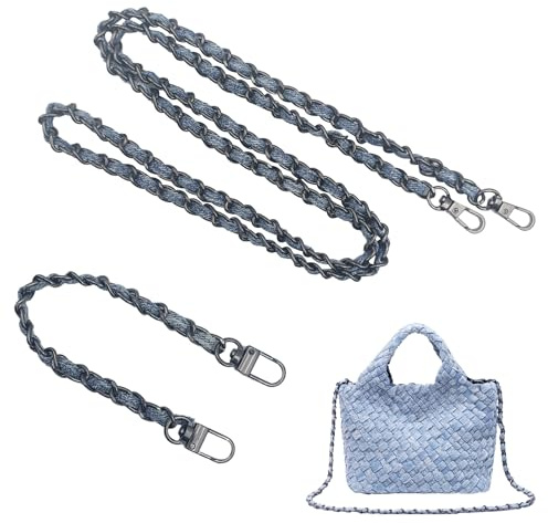 FOSDICK 2Piezas Cadenas para Bolsos, Cadena para Bolso 120CM, Cadena Bolso de Metal, Moda Denim Correa Bolso, Repuesto Correa para Bolso, Correas para Bolsos para Carteras Bolsos de Hombro, 25CM/120CM