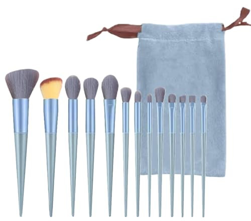 SJBAUTYO 13pcs Pinceau maquillage,Set Pinceaux maquillages professionnel Pinceau Maquillage,Pour Fond de Teint Blush L'anti-cernes Fard à Paupières Poudre Libre,bleu
