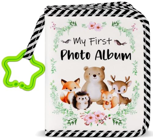 Baby's My First Family Album Soft Photo Cloth Book Woodland Animal My First Book of Photos Baby Memory Album Gift Holds 4x6 Pictures for Babies Newborn Toddler & Kids Baby Shower