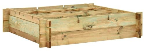 Xichuzi Hochbeet 90 x 90 x 20 cm Imprägniertes Holz, Palettenrahmen, Hochteich, Gemüsebeet, Kräuterregal Balkon, Blumenbeet, Kräuterspirale, Tomatenbeet, Pflanzhochbeet - 41914