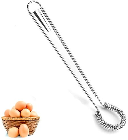 NTEK Magic Flat Manual Hand Whisk Stainless Steel Egg Beater Mixer Kitchen Tool | Compact, Convenient and Efficient | Coffee Sauce Milk Cooking Baking Beating | Mini Whisk Spring Coil Wire (PACK OF 1)