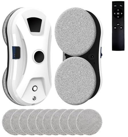 Buithafu Fensterputzroboter Automatischer Fensterreinigungsroboter Fensterroboter Mit Wasserstrahl, Fensterreiniger Roboter Elektrisch Fenstersauger 5600pa Starke Saugkraft für Große Außenfenster