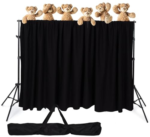 Niyanghome Classroom Puppet Stage, Puppet Show Theater with 2 Tripods, Cross Bar, Curtain and Carrying Bag, Portable Stage Suitable for School, Churches, and Family Shows