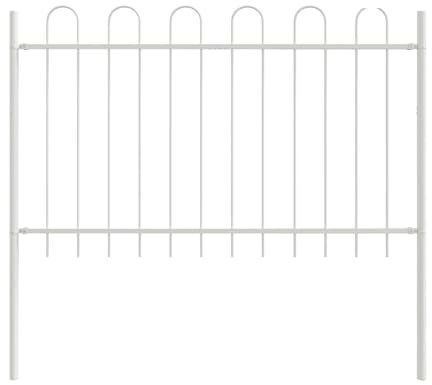 vidaXL Clôture de Jardin Blanche avec Un Haut en Cercle, 5,1x1 m, en Acier