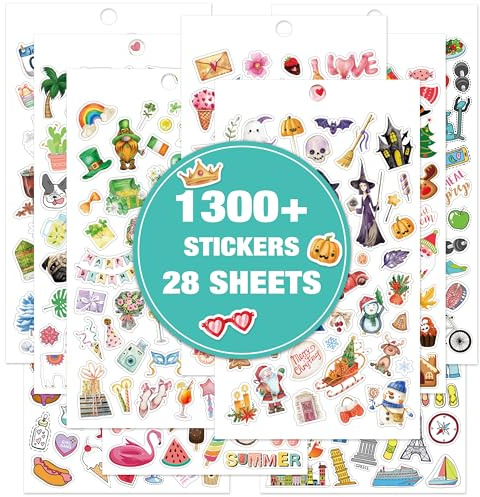 Planner Stickers 1300+ Unique, 28 Sheets, 4.72 x 8.27 | Decorative Stickers for Journals, for Planning , Assorted Designs, Easy Peel, Compatible with Most Planners Notebooks