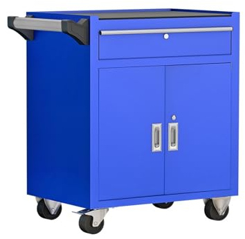 CYairong-22 Werkzeugkasten Robuster mobiler Werkzeugschrank – Industrie-Werkzeugwagen aus Stahl mit Rädern und 1 Schublade for Werkstatt und Reparatur Werkzeugkasten(Blue)