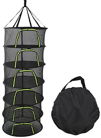 Pongnas Hanging Drying Rack, Drying Rack Grass 60cm Diameter Buds Dry Net with Storage Bag Foldable Plant Net for Plants, Closet, Hydroponics, Garden Outdoor (6 Layers)