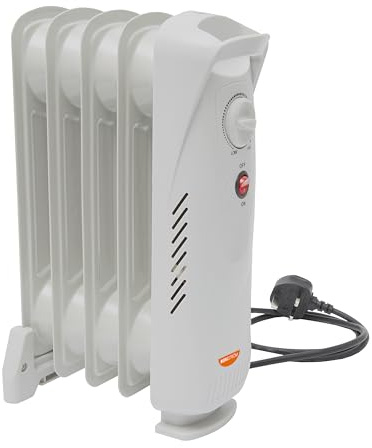 Coopers of Stortford - Mini Oil-Filled Radiator 500 Watts - Compact Portable Heater with Safety Cut-Out, Tip-Resistant Design & Thermostatic Control - Ideal for Personal Use