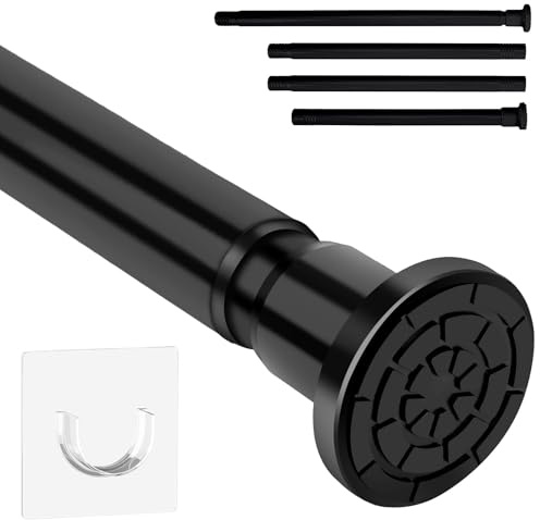 Barra para Tendas de Ducha a Presión sin Foros | Acero Inoxidable Estensible | Regolable 71-165 cm | Para Ventanas, Armario, Ducha | Instalación Instantánea (Negro)