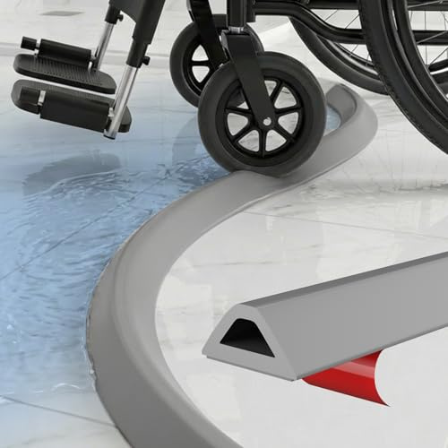 Nayotaa Wet Room Floor Barrier Flexible Water Barrier 100cm (Grey) - Leakproof Shower and Sink Seal, Self-Adhesive Installs in Minutes Fits Kitchen Sink,Bathroom Floor,Shower Tray Applications