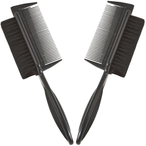 NUOBESTY Cepillo de Doble Cara para Limpieza de Cabello y Cardado Juego de 2 Piezas Negro Cerdas de Nailon y Mango ABS Adecuado para Peinados Separar Mechones y Uso Salón o Barbería
