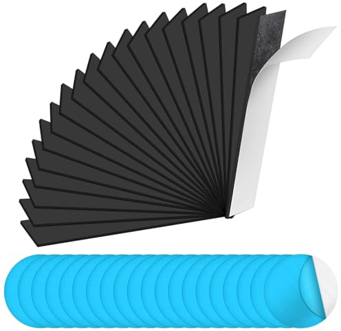 Magnetic Strips Self Adhesive, 20 Pack 100 x 20 x 2 mm Strong Magnetic Tape with Adhesive Backing and 20 Pcs Round Magnetizing Sheet(25mm), Flexible Magnet Strips for Office Kitchen, Fridge, DIY