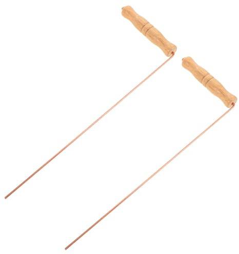 YOSADIER 2 Baguettes de Sourcier en Cuivre Pur 99% Manche en Bois Accessoires de Détection de Métaux Légers et Portables pour Radiesthésie Chasse aux Fantômes et Localisation Précise