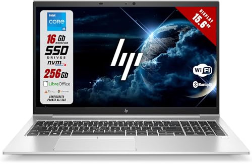 HP EliteBook 850 G8 - Notebook 15,6 pollici Full HD - Intel Core i5-1145G7 4 Core 2.60Ghz - Ram 16Gb SSD 256Gb Nvme - Pc Portaile con Libre Office e Windows 11 (Ricondizionato)