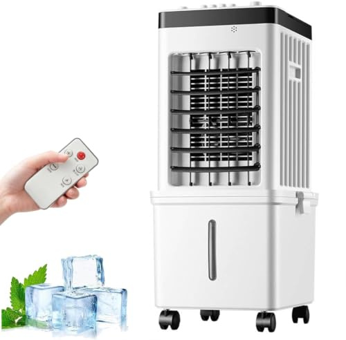 Portable Air Conditioner with 15L Removable Water Tank, Powerful Cooling Portable AC Unit with 3 Speed,1-12H Timer,4 Ice Boxes,Remote Control,Touch Display Air Cooler for Home Office & Bedroom