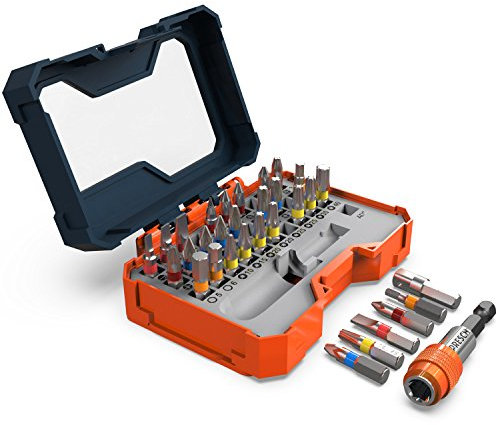 Presch Screwdriver Bit Set 32 ​​Pieces - Screwdriver Bits - Quick-Change Magnetic Bit Holder - Colour Coded Driver Bits for Cordless Screwdrivers