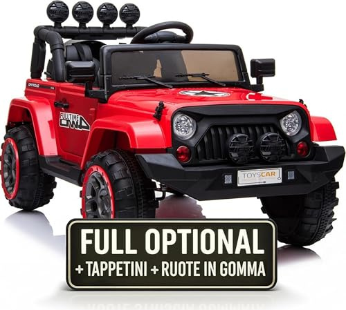 Macchina Elettrica Per Bambini Fuoristrada Adventure Full Optional Auto Elettrica Per Bambini Telecomandata Sedile In Pelle Porte Apribili Doppio Motore Elettrico 12V TOYSCAR Rossa