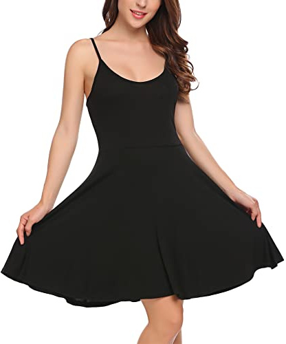 UNibelle Gonna Mini Abito Corto Donna Estivo Senza Maniche Stampa Floreale Nero Puro XL