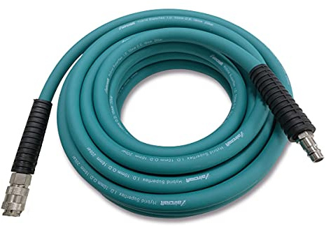 AIRCRAFT Druckluftschlauch Hybrid SuperFlex 10x16 mm, 10 m (Schlauch mit Knickschutz, Schnellkupplung und Stecktülle) 2105310