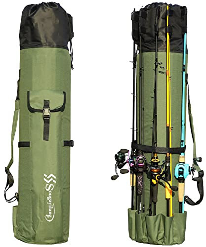 Sougayilang Angeltasche Rutentasche Rutenfutteral Angelkoffer Fischen-Beutel-beweglicher faltender 120cm Geschenk für Vater-L