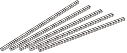 sourcing map 10Stk. Vollgewinde Gewindestange 304 Edelstahl Rechtsgewinde M6-1,0 Gewindesteigung M6 x 130mm