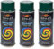 Lot de 3 bombes de peinture en spray RAL 6005 - Vert mousse brillant - 400 ml - Peinture colorée pour bois, métal