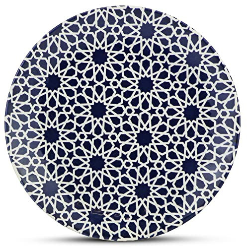 Oriental Porcelain Plate Round Diameter 25 cm Blue and White Dinner Plate Dishwasher and Microwave Safe Dessert Breakfast Plate Flat Cake Plate Salad Plate