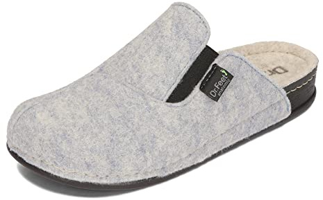 Dr.Feet anatomic Damen Filz Hausschuhe Natürlicher Schafwolle Polyurethan-Sohle Wool Slippers 36-42 EU (Grau, eu_footwear_size_system, adult, women, numeric, medium, numeric_39)