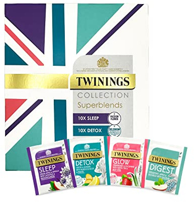 Twinings Superblends Collection | A selection pack of our four bestselling herbal infusion blends | 40 individually wrapped tea bags