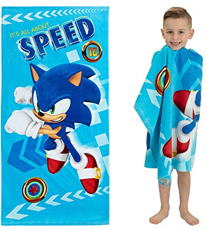 Franco Sonic The Hedgehog Recycled Polyester Beach Towel, 58 in x 28 in, Ready to Run Pattern