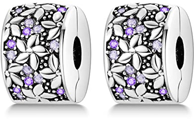 Parmuz Clip Spacer Charme für Armband 925 Sterlingsilber Pave Cubic Zirkonia Clip Lock Spacer Stopper Charm Bead Star Moon Evil Eye Charm Schmuck Geschenk für Frau