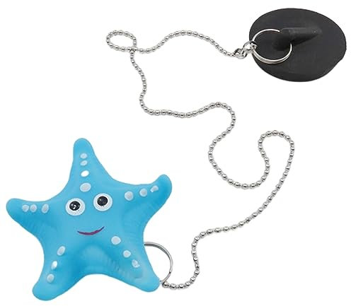 Bouchons de bain, 45 mm / 1,78 pouce en caoutchouc étoiles de mer bouchée baignoire avec chaîne, remplacement du bouchon d'évier universel, bouchon de bain et chaîne de bains pour la salle de bain po