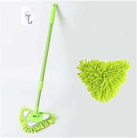 ZYMEN Trapeador húmedo y seco Triángulo Mini Trapeador Verde, Trapeador de Limpieza Triangular Giratorio de 180 Grados, Trapeador de Limpieza Multifuncional y fácil de Limpiar (Color: Verde, Tamaño: