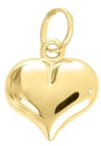 forme di Lucchetta - Ciondolo con Cuore Bombato in 18 carati 750 - Piccolo o Grande, 18k, Piccolo, Charms e Ciondoli per Catenina (fino a 4mm) per Donna Ragazza