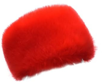 Pelzmütze,Asudaro 63 Cm Russischen Stil Damen Fellmütze Warme Wintermütze Winter Kunstfellmütze Faux Fuchs Pelz Warm Weich Damen Mütze Für Party,Weihnachten,Kaltes Wetter Und Mode Veranstaltungen Rot