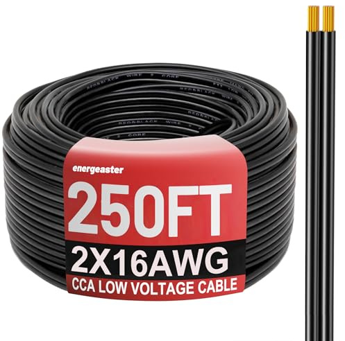 Energeaster 250FT 16 Gauge Low Voltage Landscape Wire 2 Conductors Low-Voltage Wire Hookup LED Lighting Strips Flexible Cable Copper Clad Aluminum(16AWG 250FT)