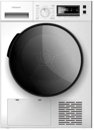 Statesman THP18W Heat Pump Tumble Dryer, 8Kg Load Capacity, LED Display, 16 Programmes, Anti Crease, Child Lock, White