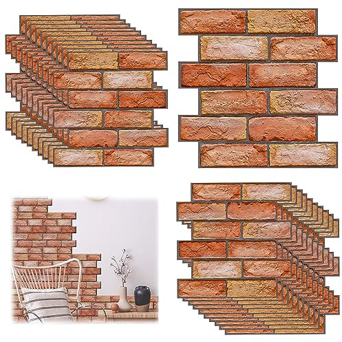 XMSZQU 40 pezzi Mattoncini Modello Carta da Parati 3d, 30 X 30 cm In PVC Impermeabile Pannelli Finta Pietra per Esterni, Mattoni Adesivi Parete per Porte A Muro Camera da Letto Cucina