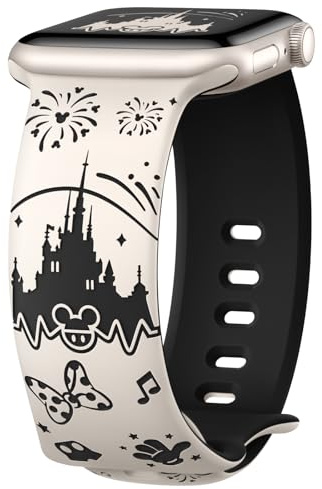 Joehwerr Cartoon Engraved Strap Compatible with Apple Watch Straps 40mm 41mm 38mm 42mm 44mm 45mm 46mm 49mm Women, Cute Soft Silicone Sport Band for iWatch SE3 Series 11 10 9 8 7 6 5 4 3 2 1