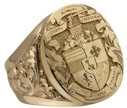 COSJOOHY Coat Of Arms Rings For Men Vintage Custom Signet Ring18k Gold Plated/Brass Personalized Family Engraved Badge Rings Jewelry Graduation Party Birthday Gifts For Women Men Father Dad.11